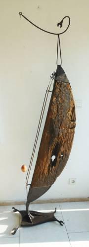 sculpture in wood and iron