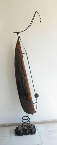 sculpture in wood and iron