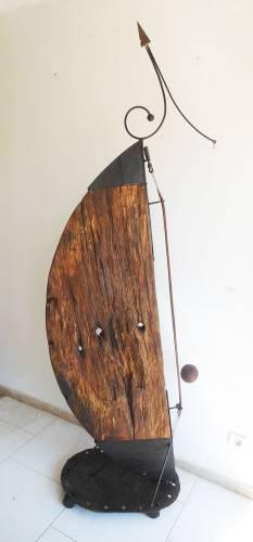 sculpture in wood and iron